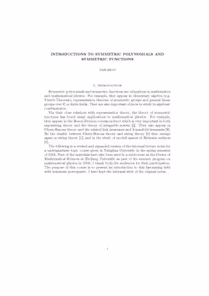 خرید و دانلود نسخه کامل کتاب Introductions to Symmetric Polynomials and Symmetric Functions