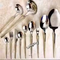 سرویس قاشق و چنگال 12نفره 59 پارچه نیمه طلایی دهانه اروپایی ریموند
