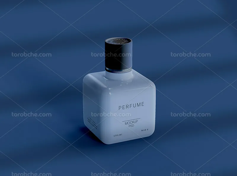 موکاپ بطری ادکلن شیشه ای | گرافیک با طعم تربچه