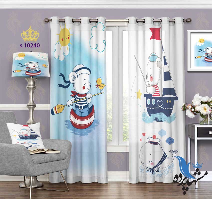 پرده پانچ کودکانه طرح خرس دریانورد S10240