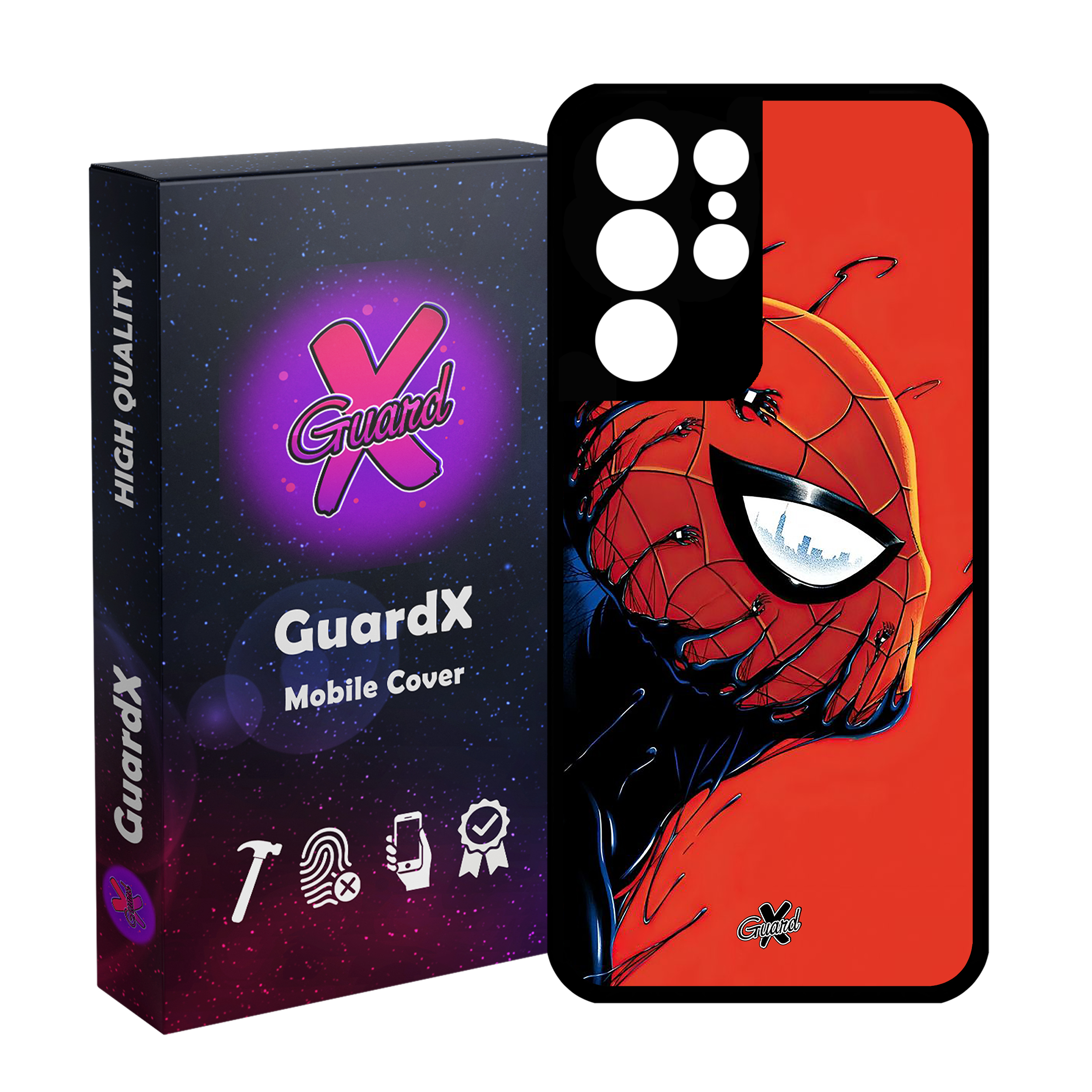 کاور گارد ایکس طرح مرد عنکبوتی مدل Glass10566 مناسب برای گوشی موبایل سامسونگ Galaxy S21 Ultra