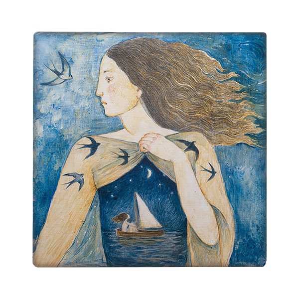 کاشی طرح بانو و قایق مدل آهنربایی کد kam13