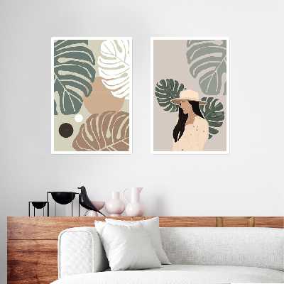 تابلو مدل دکوراتیو زن و برگ انجیری کد 966 مجموعه 2عددی