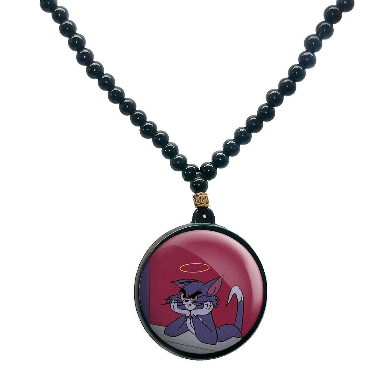 گردنبند پرمانه طرح تام و جری کد pmd.10841 مدل دو طرفه