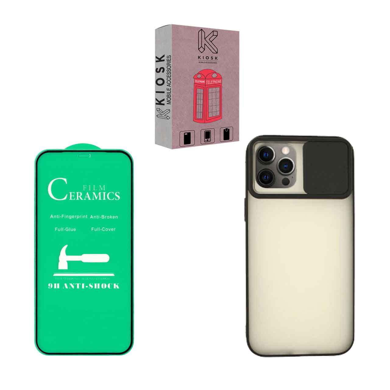 کاور کیوسک مدل KMHFZLD-KSRMC-1 مناسب برای گوشی موبایل اپل iPhone 12 Pro Max به همراه محافظ صفحه نمایش