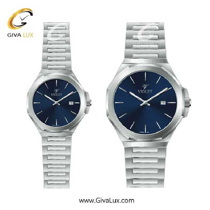 ساعت مچی اورجینال ست ویولت VIOLET نقره ای | نقره ای| آبی| کد رفرنس مردانه:0623 زنانه:0623