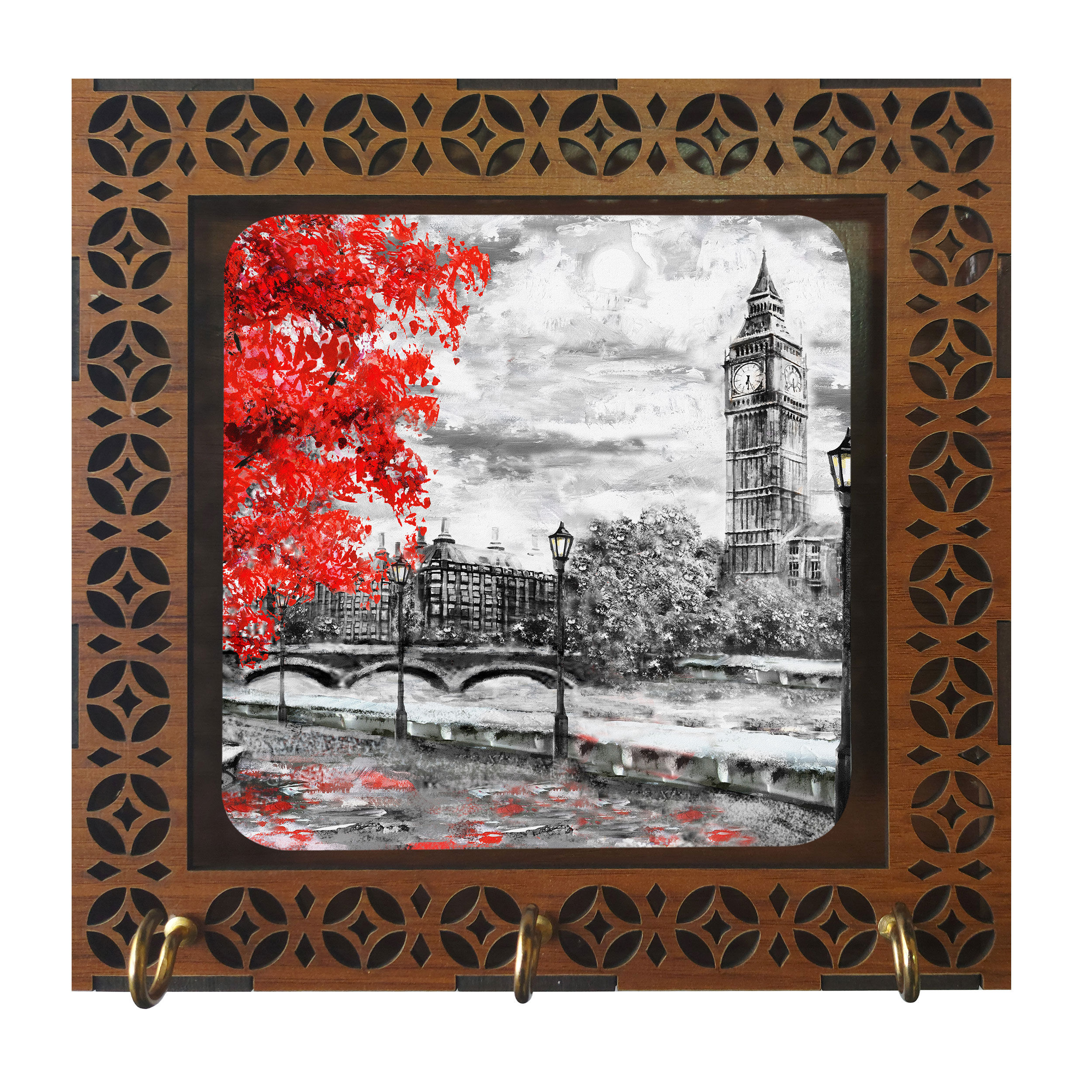 جا کلیدی مدل D1017 طرح نقاشی درخت و برج بیگ بن لندن