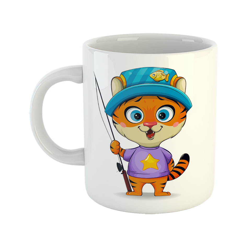 ماگ طرح ببر کوچولو و قلاب ماهیگیری