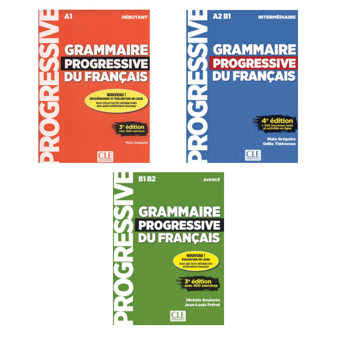 کتاب Grammaire Progressive Du Francais اثر Maïa Grégoire انتشارات Cle International سه جلدی