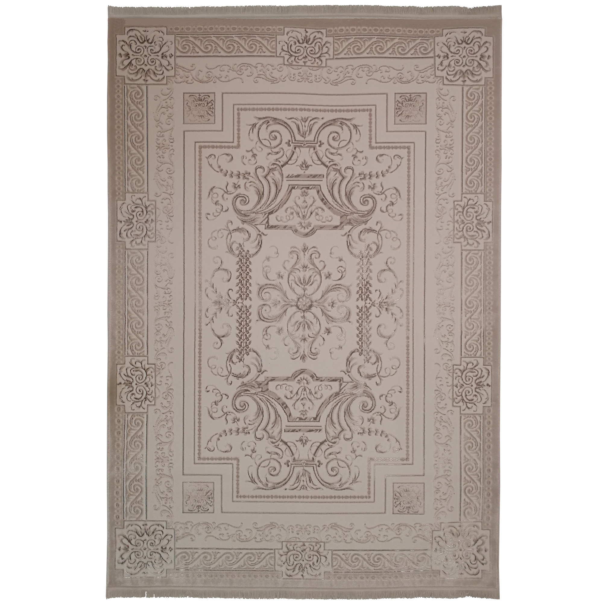 فرش ماشینی زمرد مشهد کد DI07 زمینه کرم