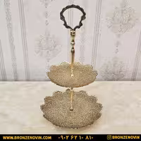 شیرینی خوری برنز هندی دو طبقه مدل طاووس لبه قلعه کد 3608