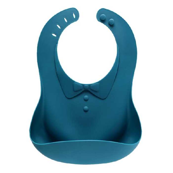 پیشبند نوزاد مدل پاپیون سرمه ای و سبز آبی