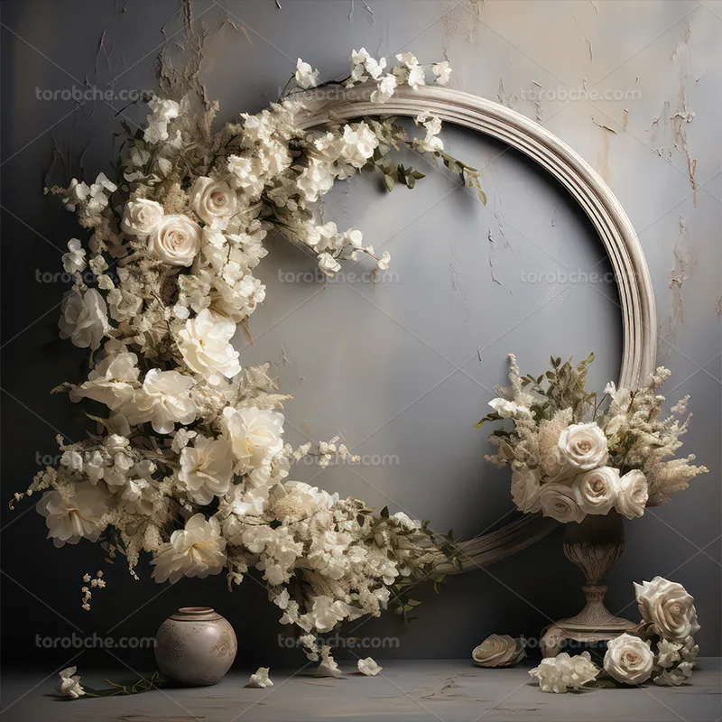 بک دارپ عکاسی با گل های سفید و برگ | گرافیک با طعم تربچه