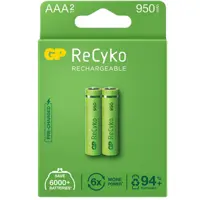 باتری نیم قلمی قابل شارژ جی پی مدل Rechargeable Recyko 950 بسته دو عددی