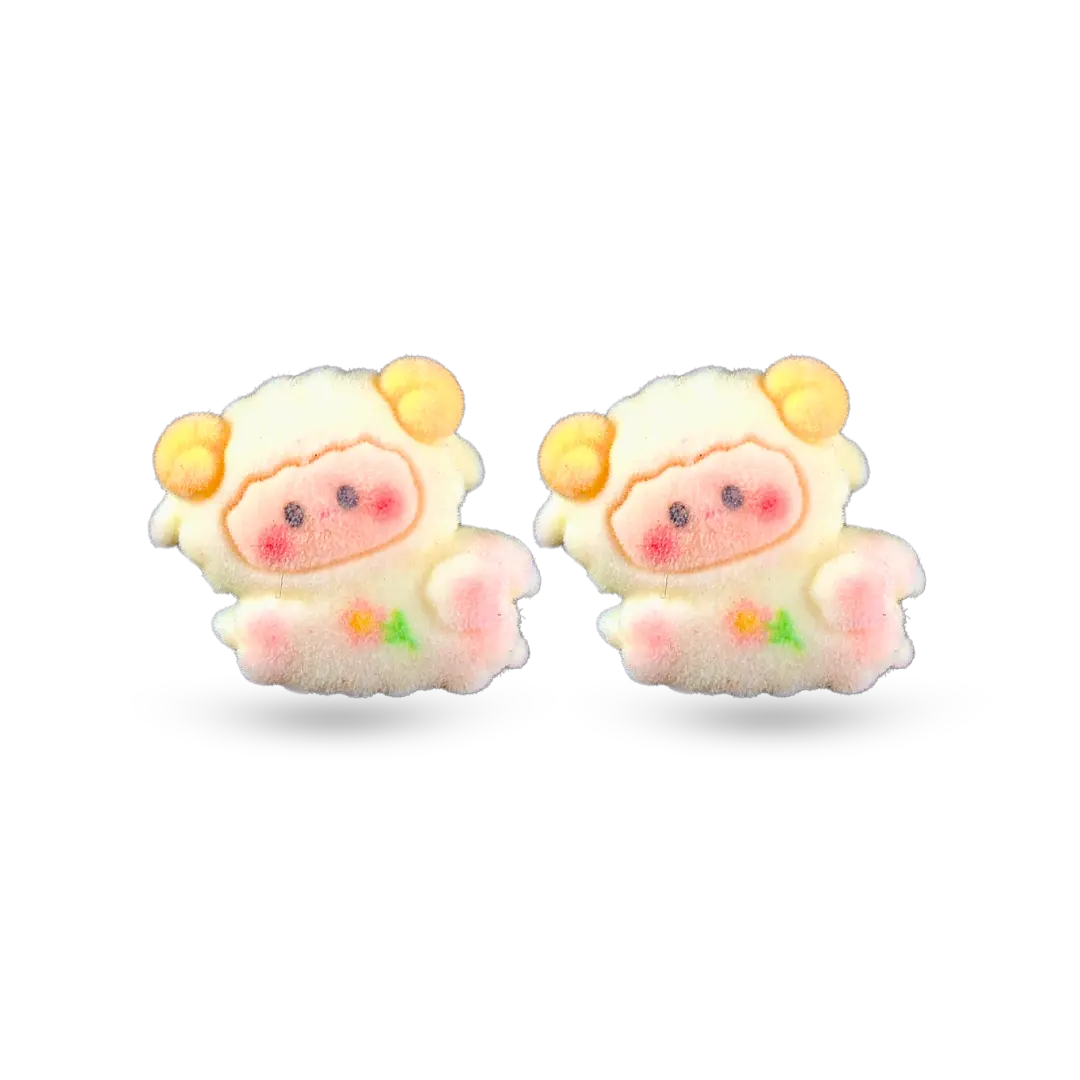 گوشواره مخملی فانتزی طرح گوسفند