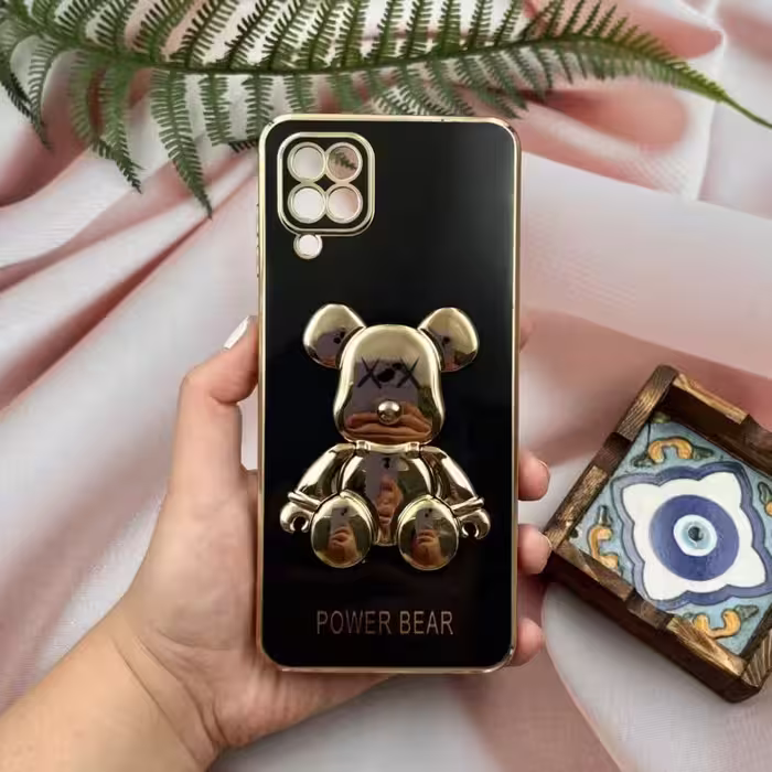 قاب گوشی Galaxy A12 - Galaxy M12 سامسونگ خرس تدی طلایی برجسته  کد 91973