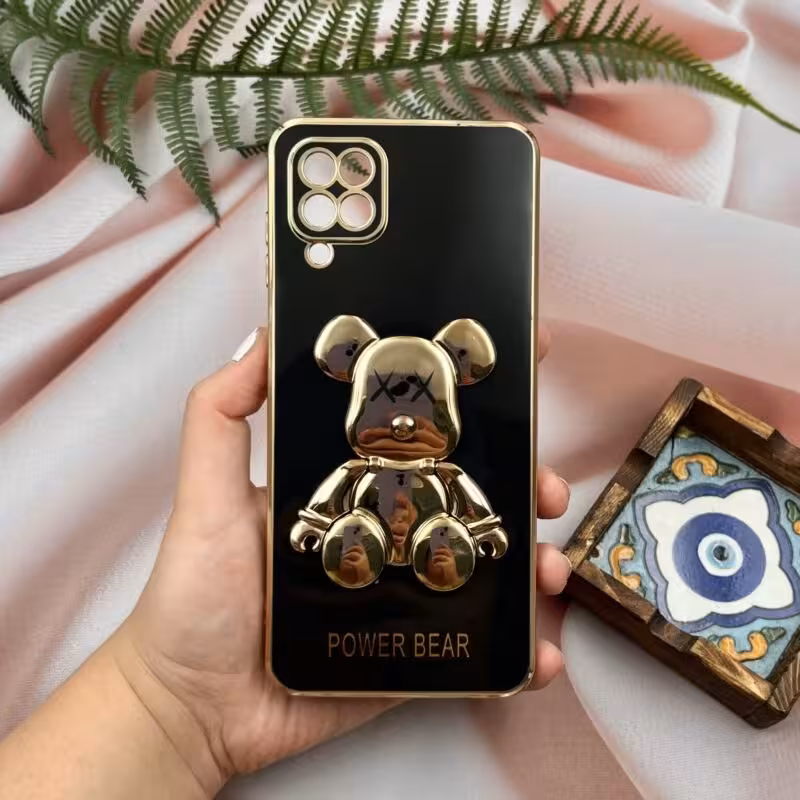 قاب گوشی Galaxy A12 - Galaxy M12 سامسونگ خرس تدی طلایی برجسته  کد 91973