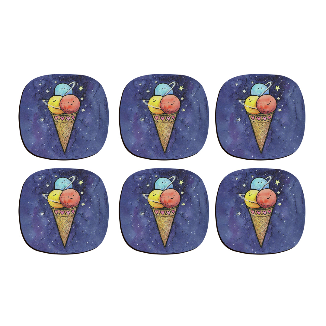 زیر لیوانی ترمه طراحان ایده مدل بستنی کهکشانی کد cfp1493 بسته 6 عددی