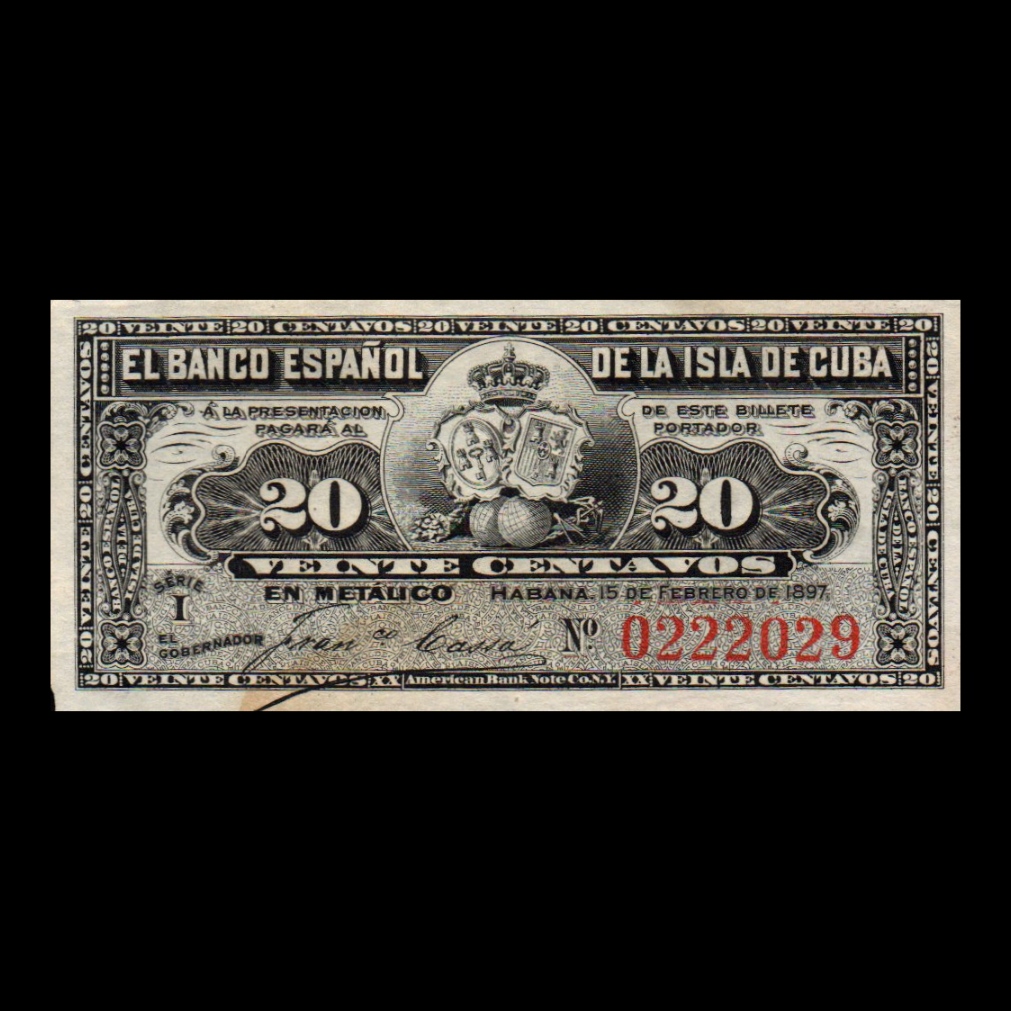 اسکناس تزئینی کشور کوبا مدل 20 سنتاوو 