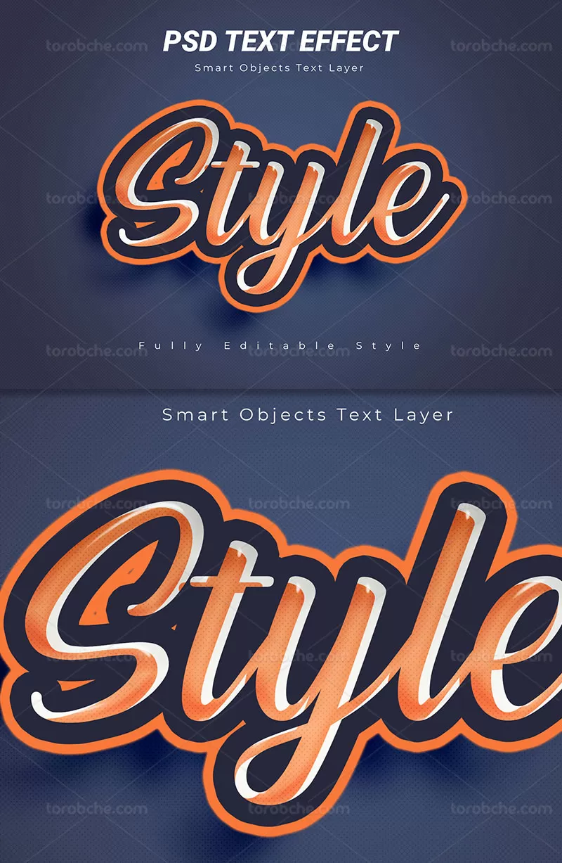موکاپ متن سه بعدی نارنجی PSD | گرافیک با طعم تربچه
