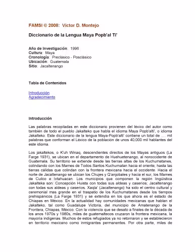 خرید و دانلود نسخه کامل کتاب Diccionario de la Lengua Maya Popb’al Ti’