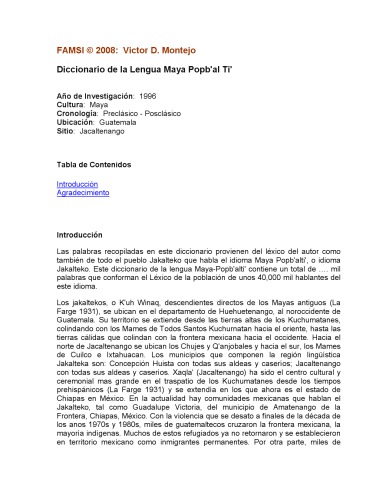 خرید و دانلود نسخه کامل کتاب Diccionario de la Lengua Maya Popb’al Ti’