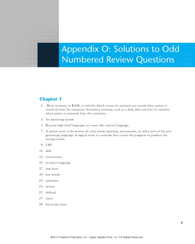 خرید و دانلود نسخه کامل کتاب Starting Out with C  : From Control Structures through Objects, Appendix O: Solutions to Odd Numbered Review Questions