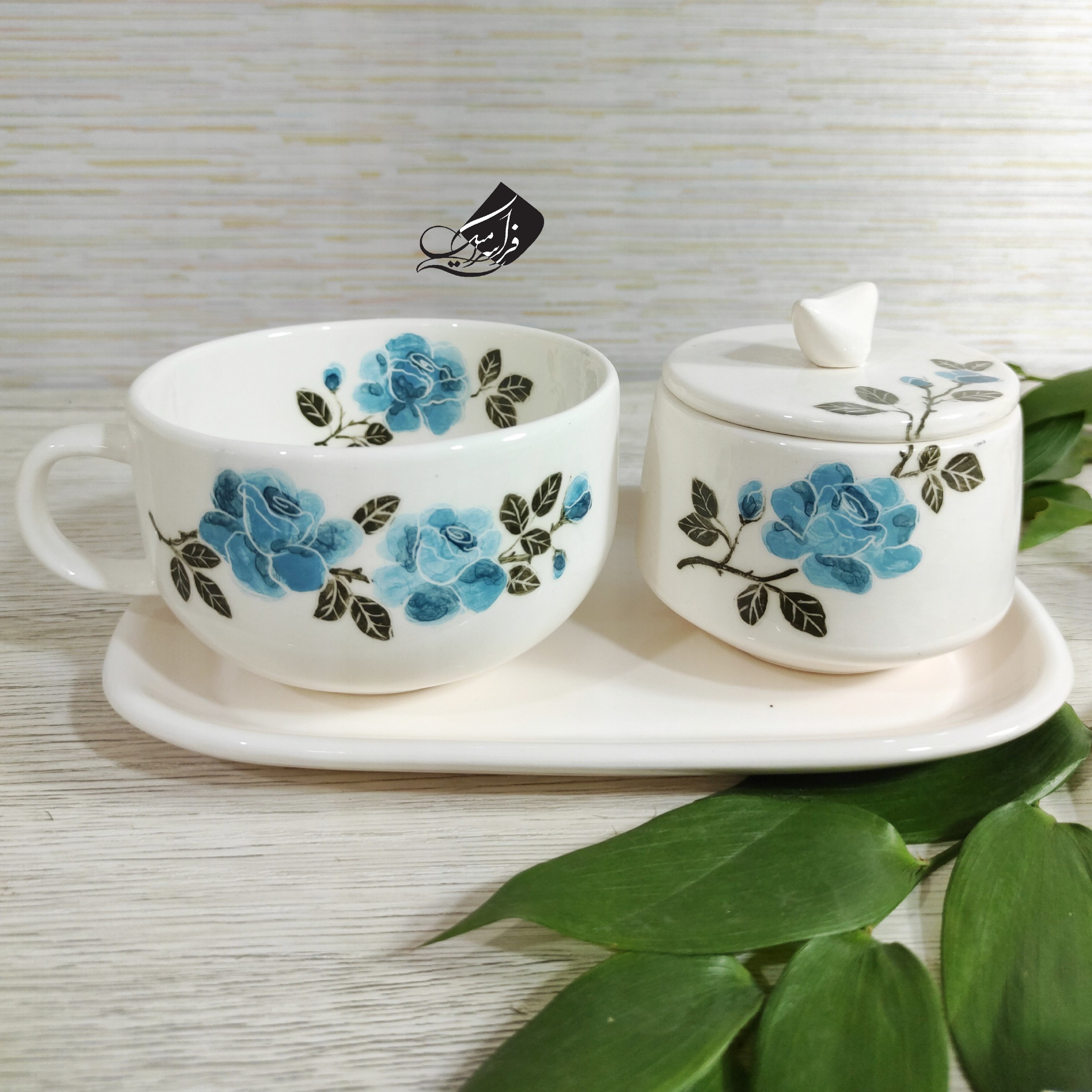 ست تک نفره سرامیکی رز آبی