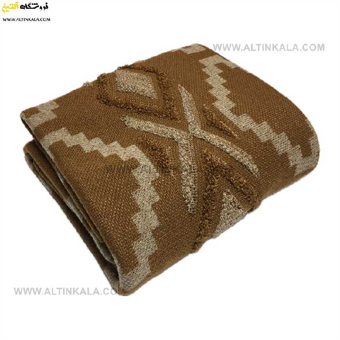 شال مبل بافت (رومبلی) سوپر (تراکم بالا) طرح پانچو سایز 150×200 قهوه ای