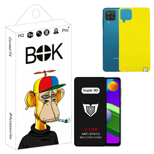 محافظ صفحه نمایش بوک مدل Super 9D مناسب برای گوشی موبایل سامسونگ Galaxy A12 به همراه محافظ پشت گوشی | کالا برتری