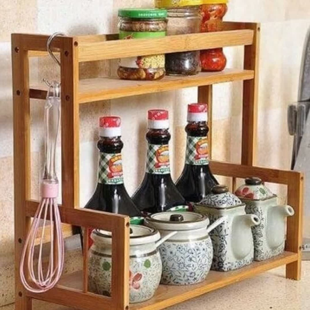 استند دوطبقه چوبی