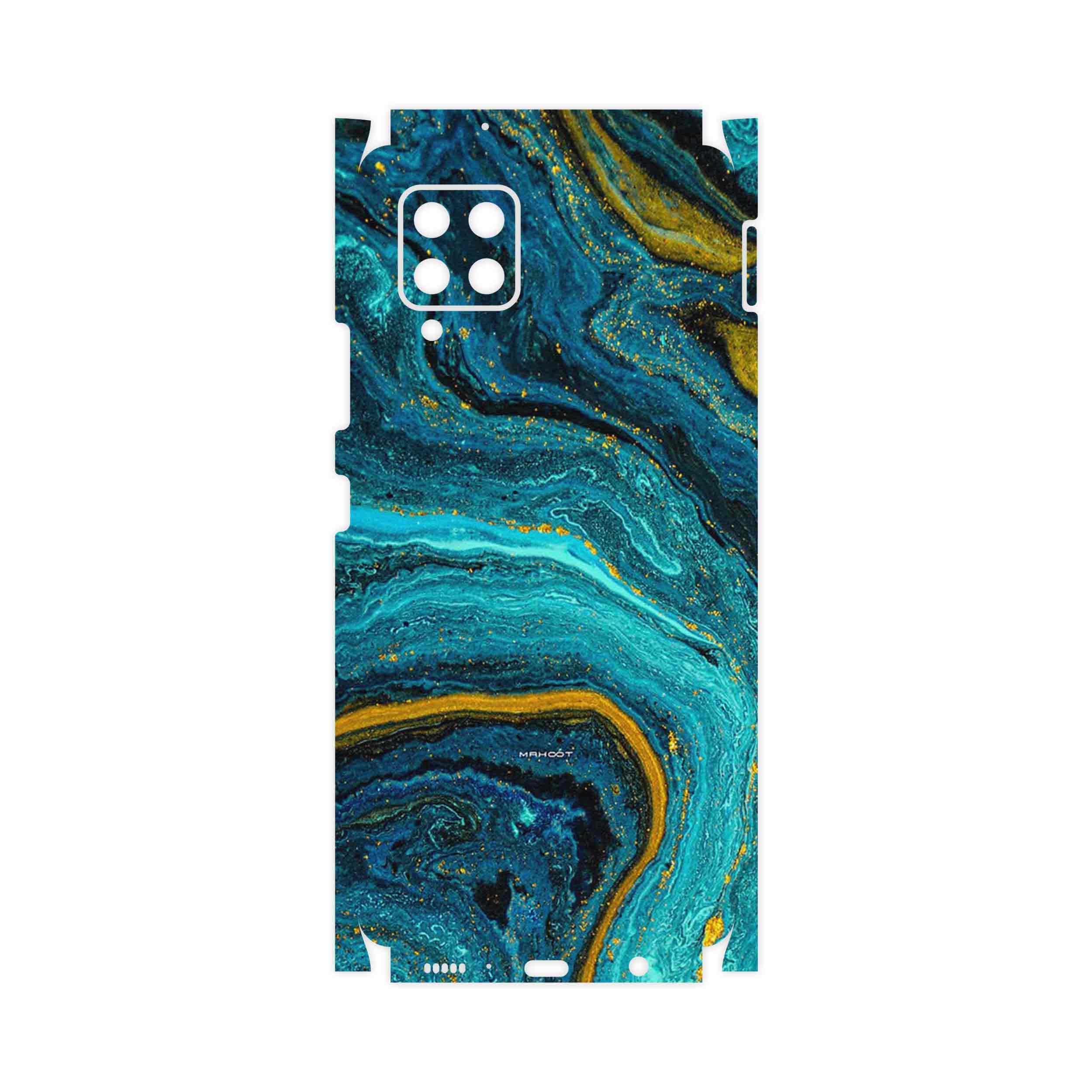 برچسب پوششی ماهوت مدل Turquoise marblewith golden streaks-FullSkin مناسب برای گوشی موبایل سامسونگ Galaxy A42