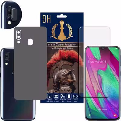 برچسب پوششی اینفینیتی مدل PRO MAX مناسب برای گوشی موبایل سامسونگ GALAXY A40 به همراه محافظ صفحه نمایش و محافظ لنز دوربین