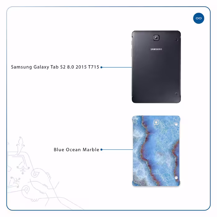 برچسب پوششی ماهوت مدل Blue Ocean Marble مناسب برای تبلت سامسونگ Galaxy Tab S2 8.0 2015 T715