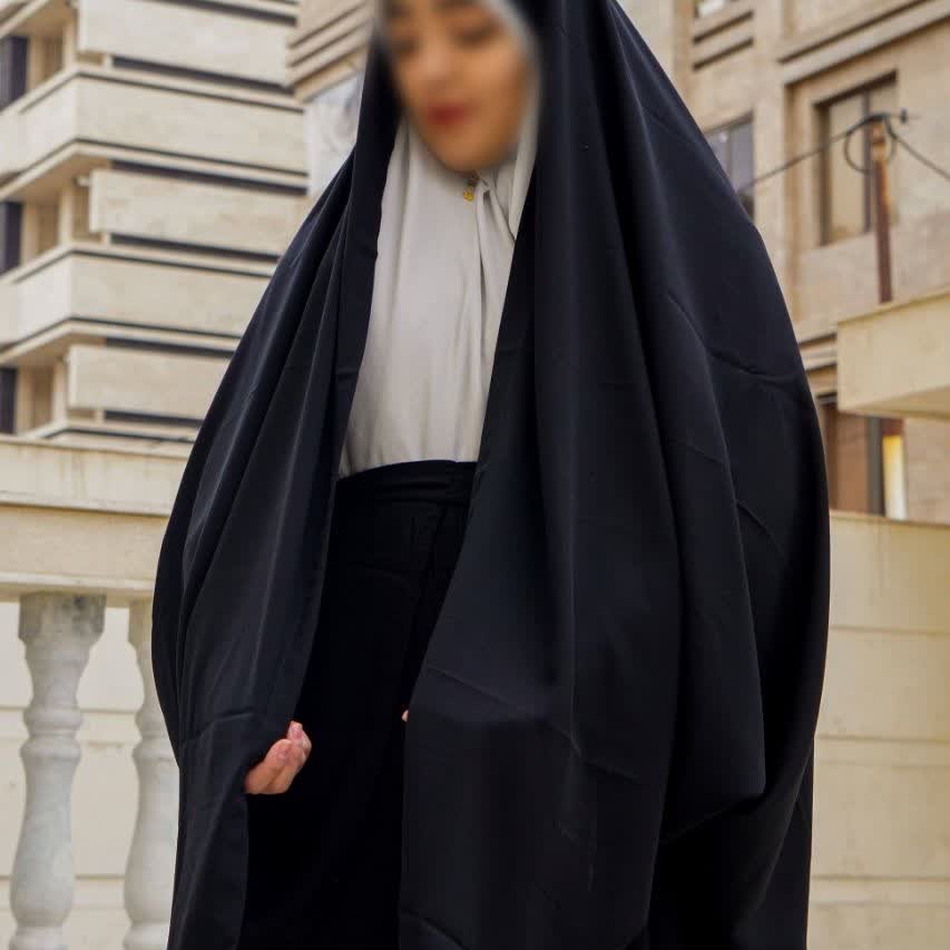 چادر مشکی کرپ مدل قجری ساده مناسب برای قد 165تا170