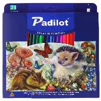 مداد رنگی 24 رنگ جعبه مقوایی طرح جوجه تیغی و خرگوش پادیلوت padilot