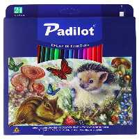 مداد رنگی 24 رنگ جعبه مقوایی طرح جوجه تیغی و خرگوش پادیلوت padilot