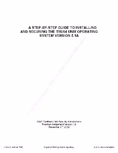 خرید و دانلود نسخه کامل کتاب A Step-By-Step Guide To Installing And Securing The Tru64 Unix Operating System Version 5.1