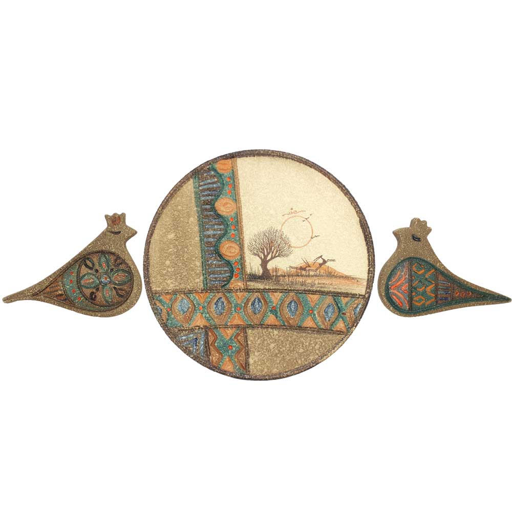 دیوارکوب سرامیکی طرح پرنده مجموعه 3 عددی