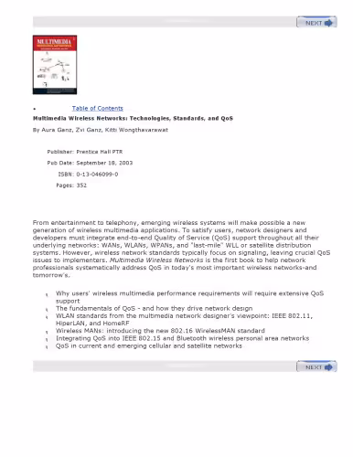 خرید و دانلود نسخه کامل کتاب Multimedia Wireless Networks: Technologies, Standards, and QoS