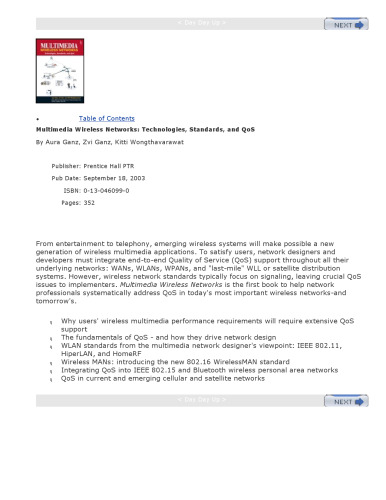 خرید و دانلود نسخه کامل کتاب Multimedia Wireless Networks: Technologies, Standards, and QoS