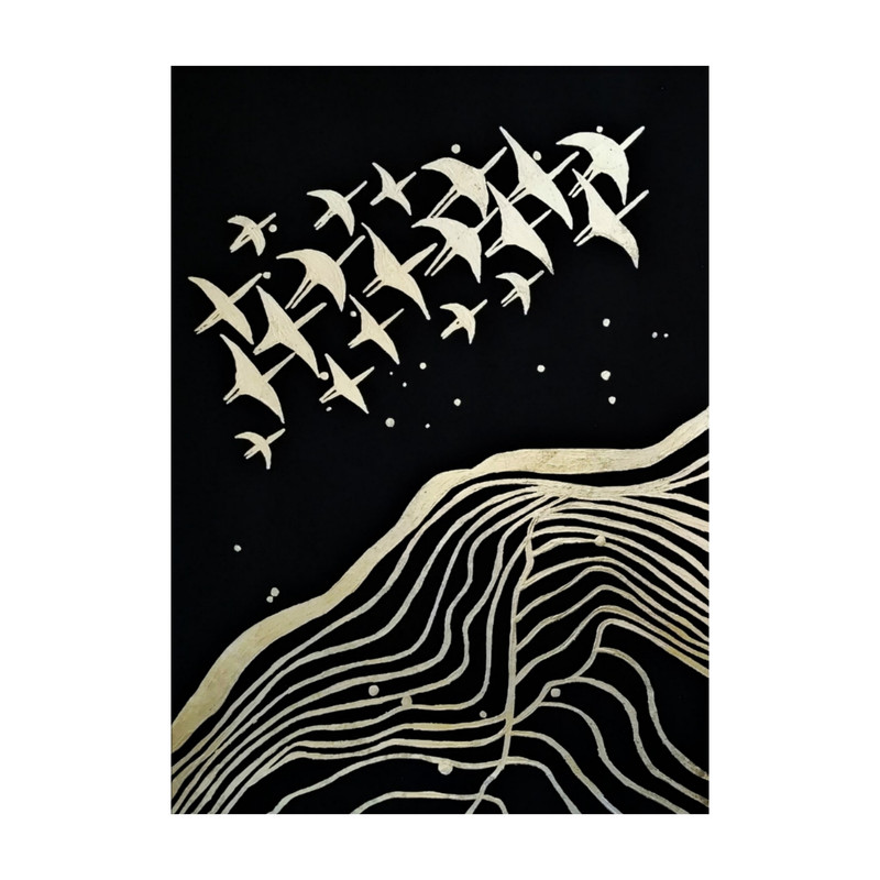 تابلو مدل ماه و پرنده | دنیای قاب