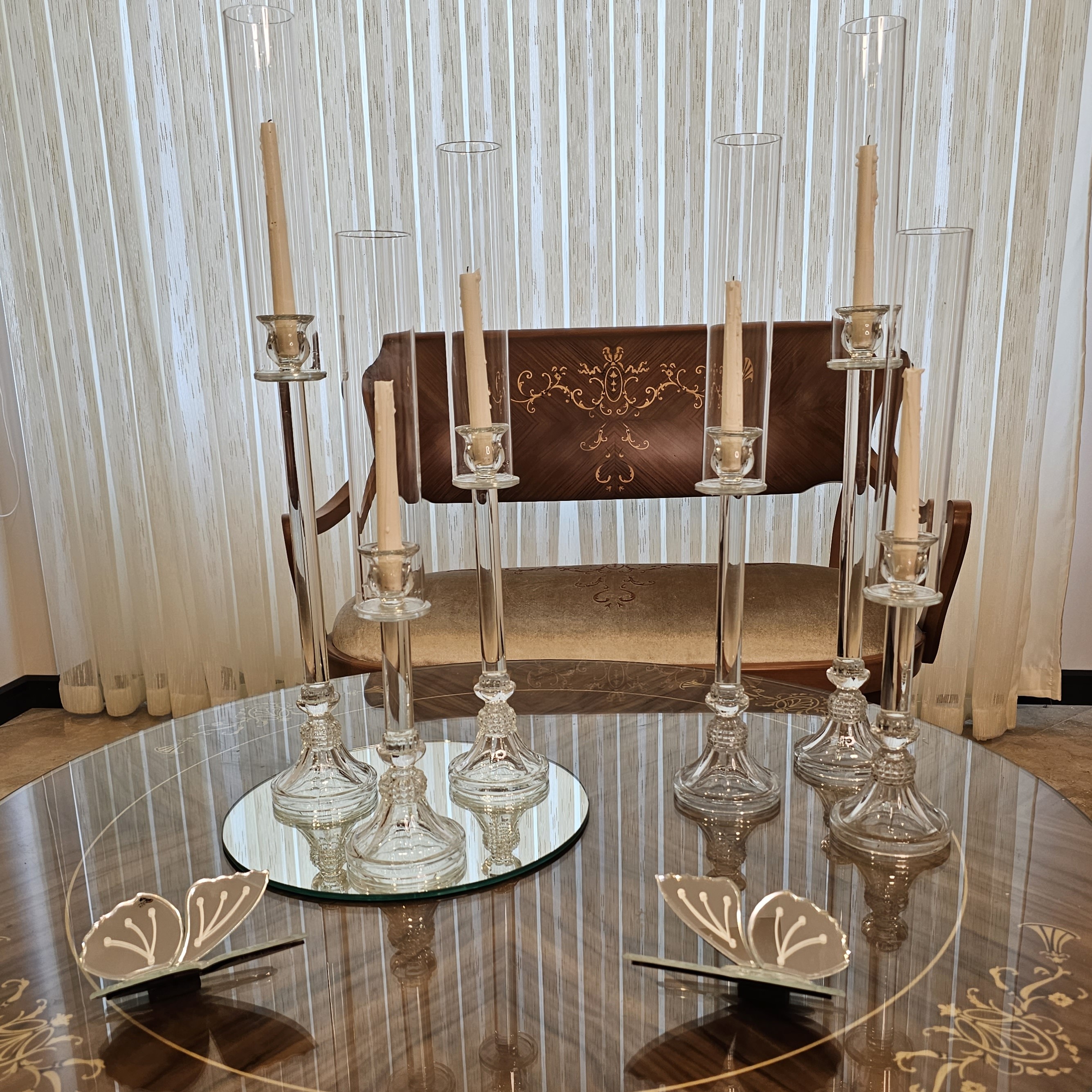 ست سه تایی شمعدان لوله ای ابعاد 50 ، 60، 70 cm (