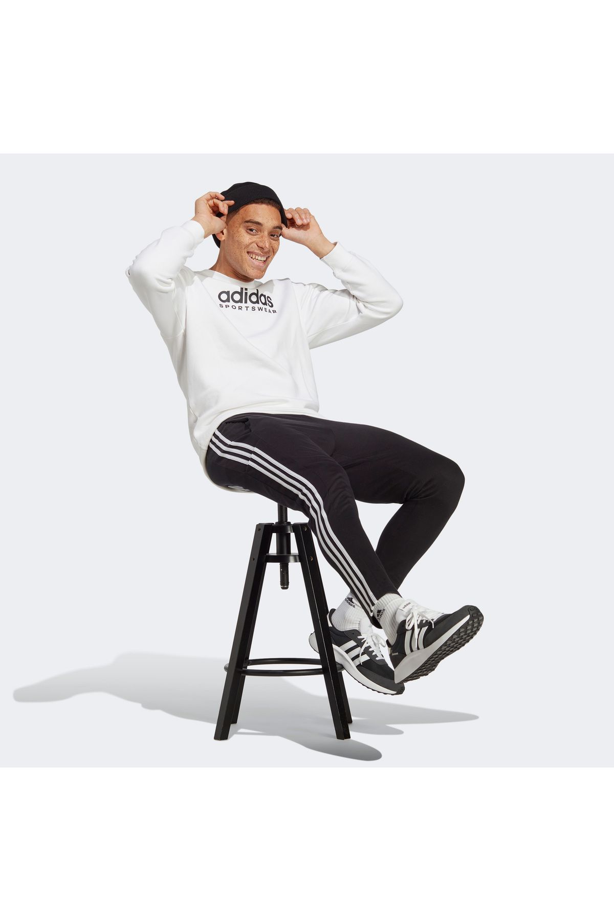 شلوار گرمکن مشکی مردانه لباس روزانه سیاه و سفید شش adidas