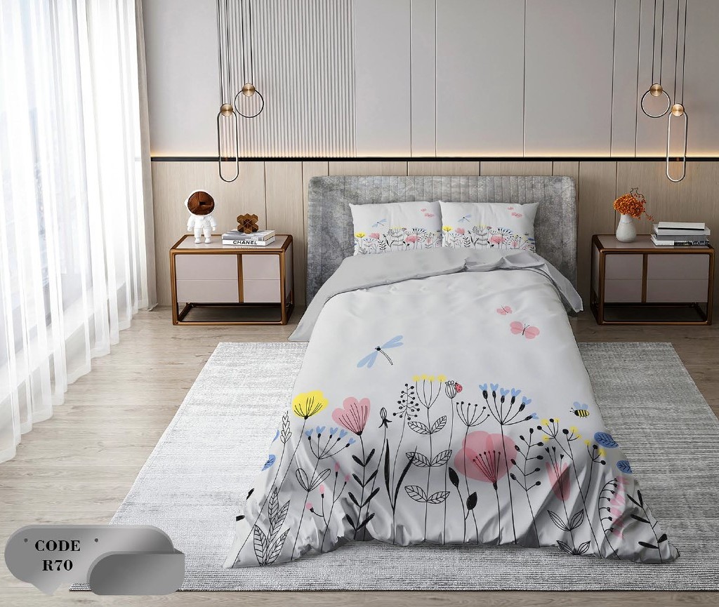 سرویس روتختی 2 نفره 6 تکه ابعاد 2.25 ×2.35 کشدار ضد حساسیت و عرق کد R70 | ست خواب و ست روتختی