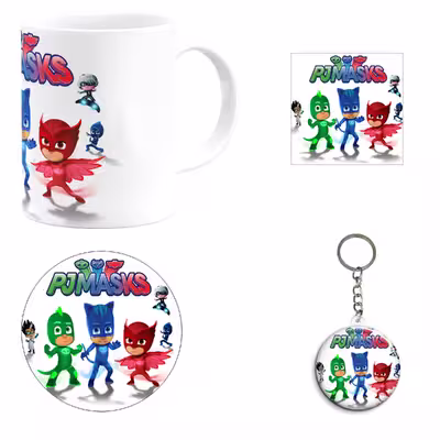 ست هدیه ماگ مدل انیمیشن شب نقاب طرح Pj masks کد M9
