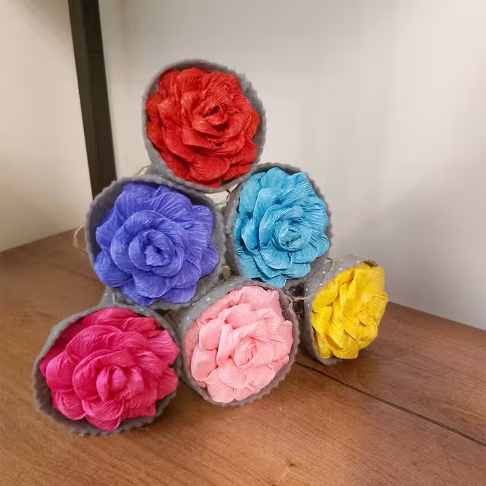 گل مصنوعی مدل رز کاغذی بسته 6 عددی