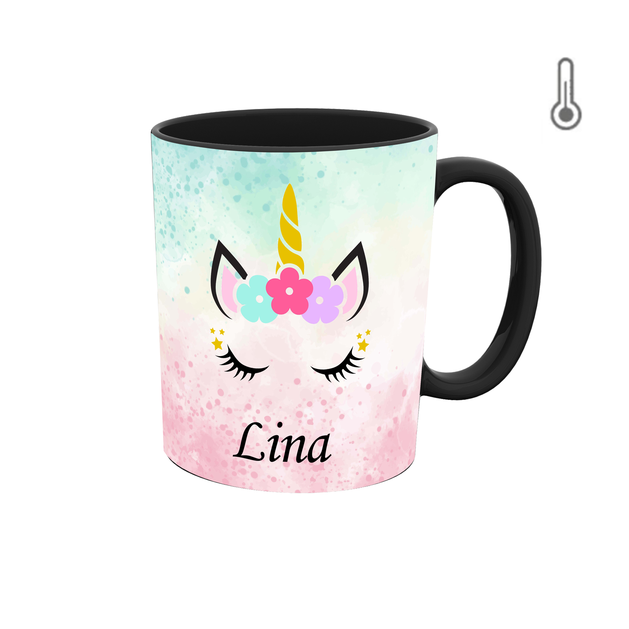 ماگ حرارتی طرح اسم لینا مدل unicorn کد 1133