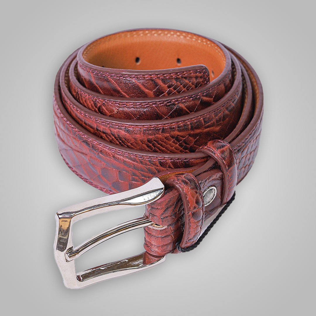 کمربند سوپر چرم طبیعی رنگ قرمز کد 7311