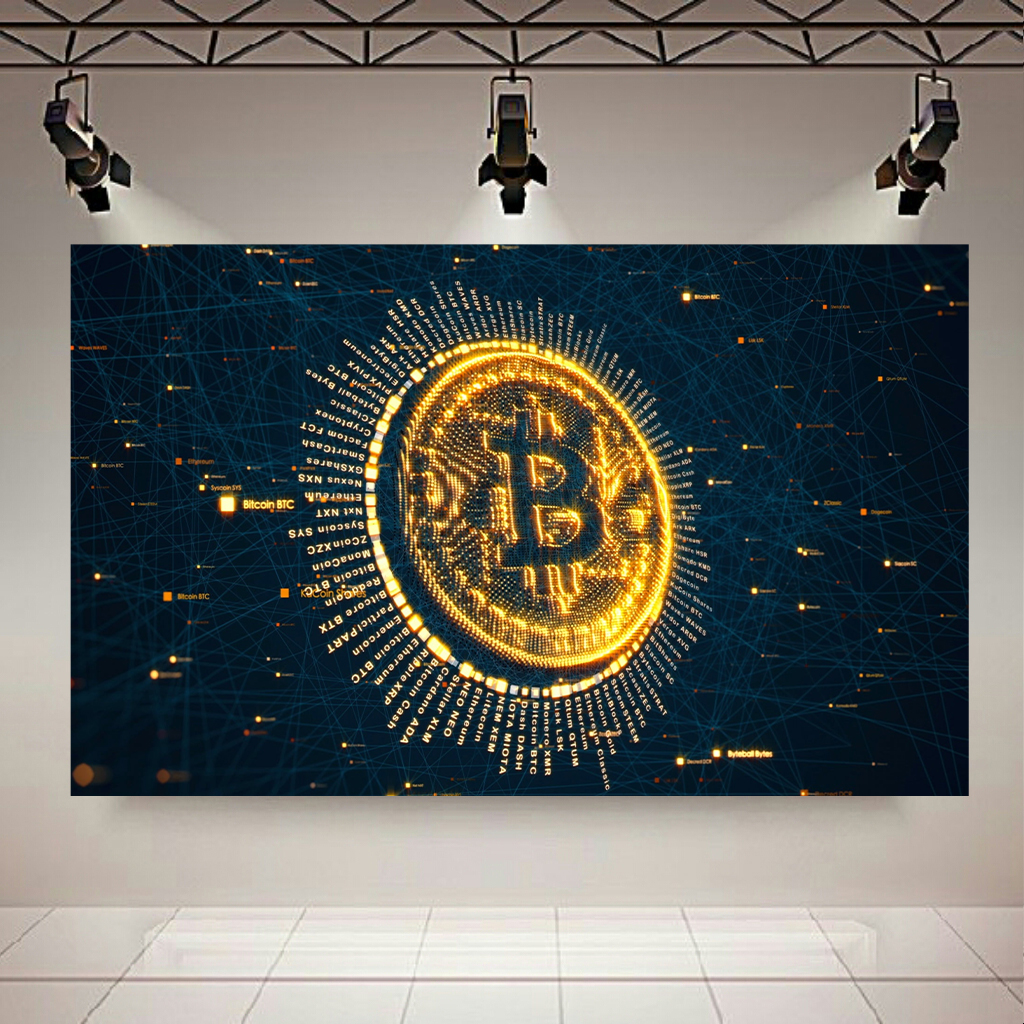 تابلو بوم طرح بیت کوین مدل Digital Bitcoin کد PD3820